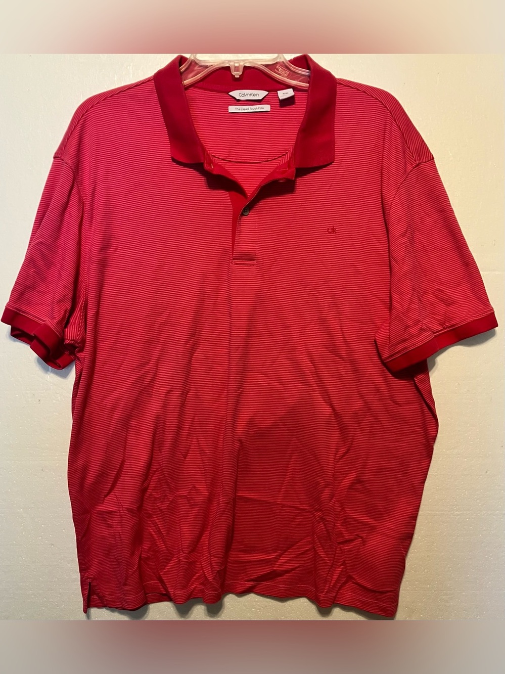 Calvin Klein Men's XL Bright Red Striped Polo shirt
